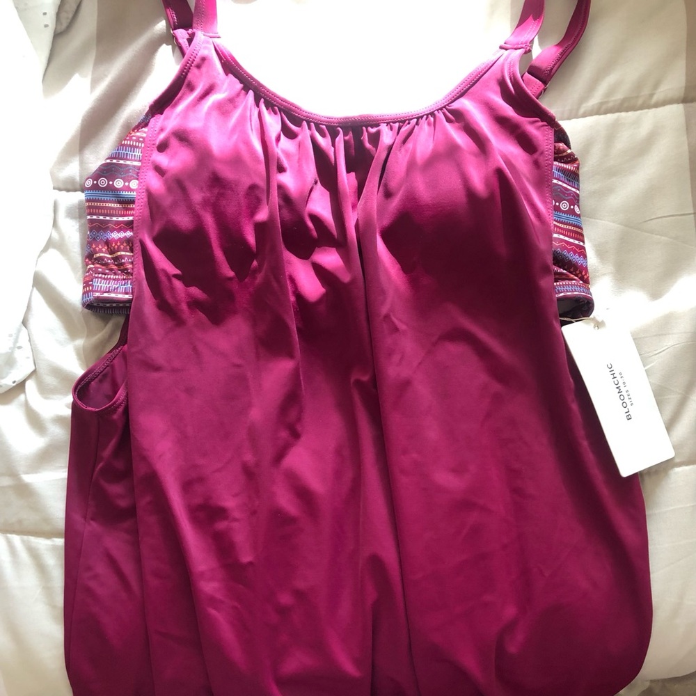 BloomChic Magenta Tank Top with Patterned Side Panels